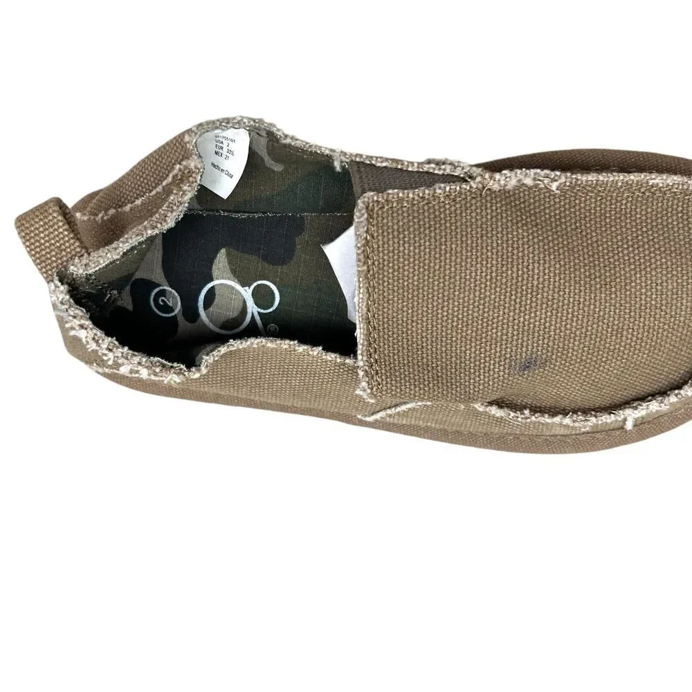 Op Ocean Pacific Boys Loafers Canvas After Beach Moc Toe Slip On Tan Size 2